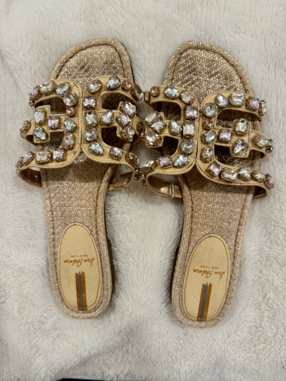 Sam Edelman Gold Jeweled Slide Sandals